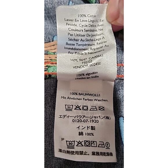 Eddie Bauer Shirt Men's M/T Blue Multicolored Camp Life Classic Fit 100% Cotton - Picture 5 of 9